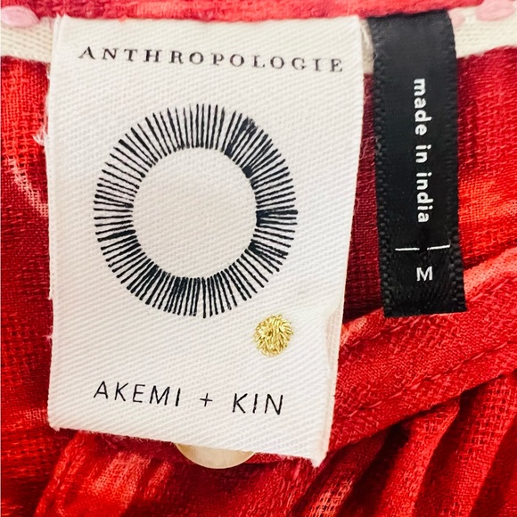 ANTHROPOLOGIE AKEMI + KIN Red Orange Floral Button Down Top Blouse Size Medium - Picture 9 of 10